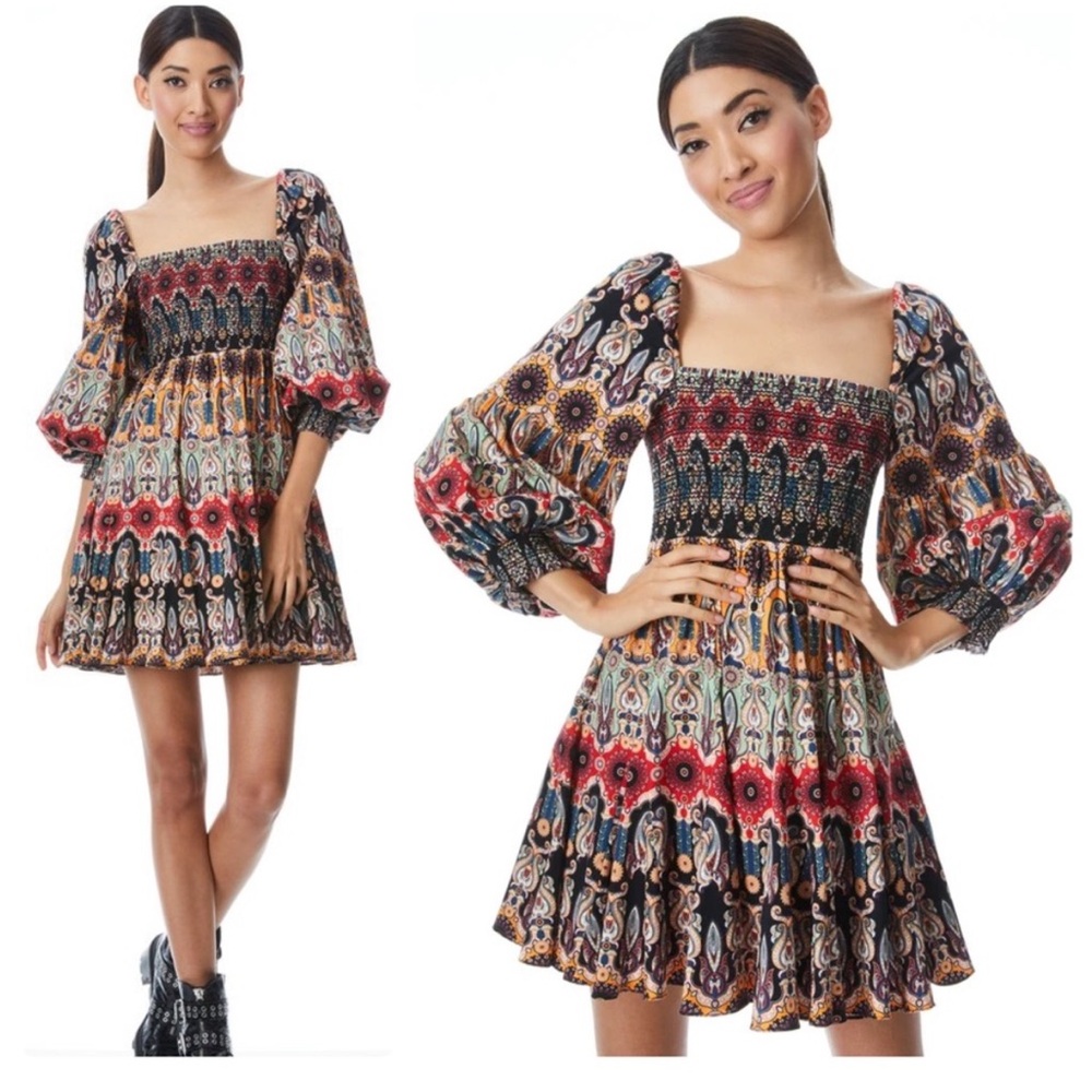 Alice + Olivia Colorful Patterned Mini Dress